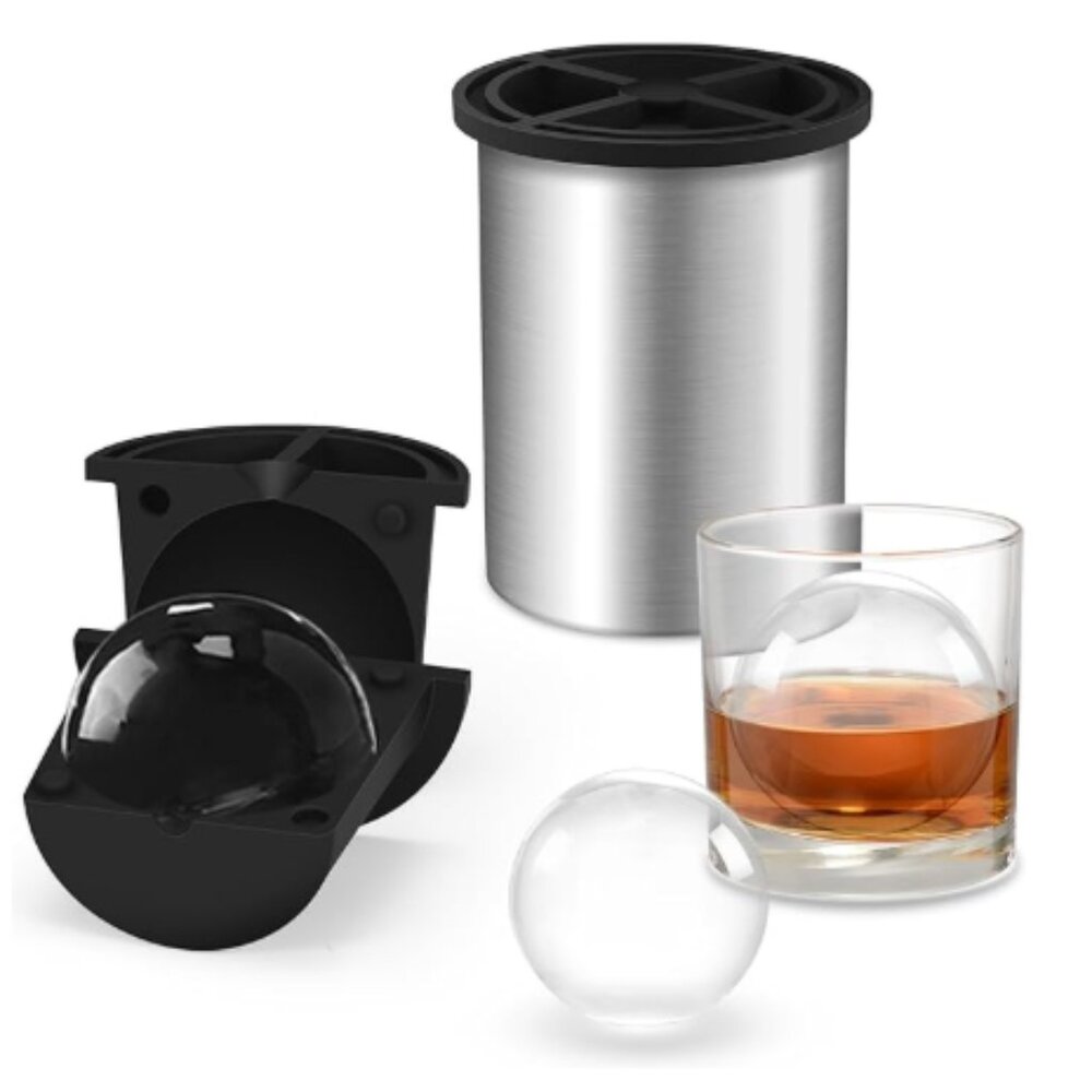 Clear Ice Ball Maker – 2.5” Stainless Steel Whiskey Ice Mold